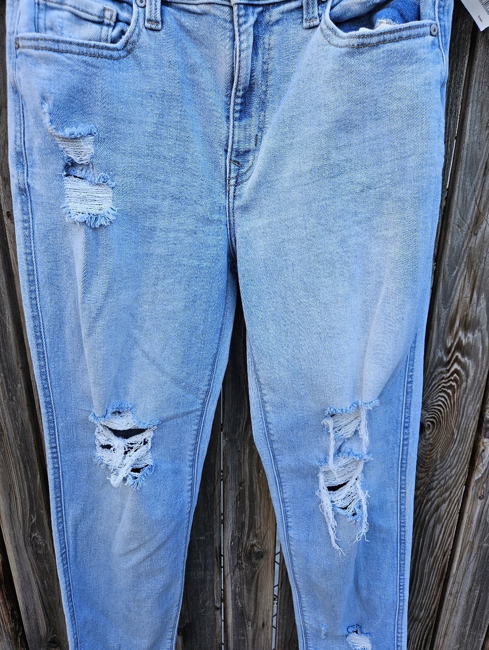 eunina Light Blue Distressed Boyfriend Jeans Women Size 7 - Picture 7 of 16